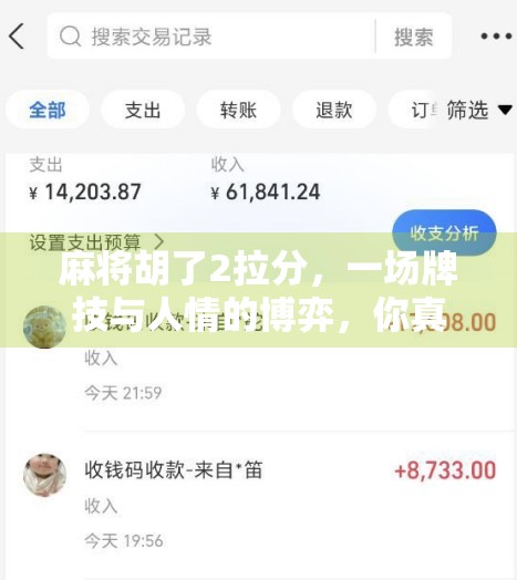 麻将胡了2拉分,一场牌技与人情的博弈,你真的懂吗?