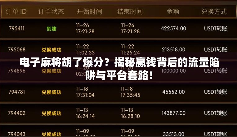 电子麻将胡了爆分？揭秘赢钱背后的流量陷阱与平台套路！