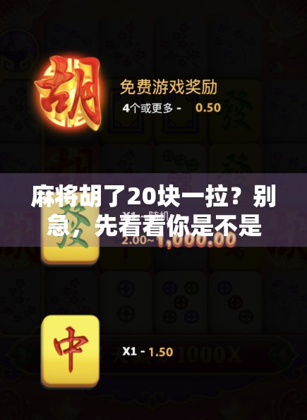 麻将胡了20块一拉？别急，先看看你是不是被套路的那个！