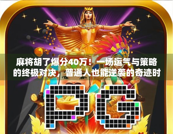 麻将胡了爆分40万！一场运气与策略的终极对决，普通人也能逆袭的奇迹时刻！