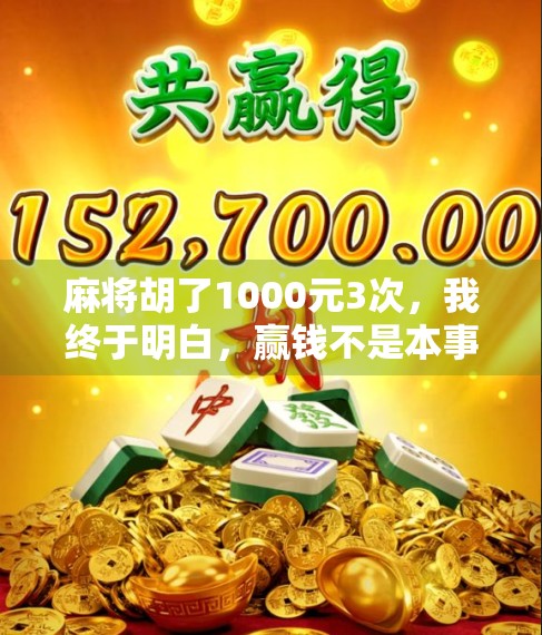 麻将胡了1000元3次，我终于明白，赢钱不是本事，输得起才是智慧